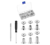 QUARKZMAN 90 juegos de tornillos de cuero Chicago, M5 de 3/16 pulgadas, encuadernación para cinturón, tornillos de metal para manualidades, bolsos, zapatos, cartera, encuadernación de libros, plata