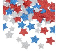 QUARKZMAN 90 Piezas Pegatinas De Espuma Brillante 3 Tamaños Autoadhesivas Formas De Estrellas Brillantes Pegatinas De Purpurina Para Suministros De Arte Y Manualidades DIYRojo Azul Blanco