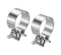 QUARKZMAN Abrazadera de manguera con perno en T de 2 piezas, 55-64 mm, acero inoxidable, para escape, 29 mm de ancho, para tubos, silenciadores, mangueras, tuberías de agua, color plateado