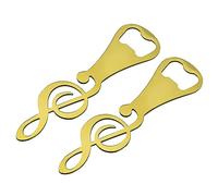 QUARKZMAN Abrebotellas, 2 Unidades - Abrebotellas de Metal para Cerveza, Abridor Plano con Diseño de Nota Musical, Regalos Geniales para Amantes de la Música, Camareros (Dorado)