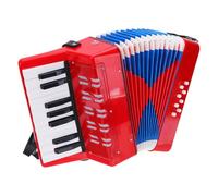 QUARKZMAN Accordion 17 teclas 8 botón de bajo acordeón juguete mini instrumento musical ligero para adultos principiantes educación, rojo