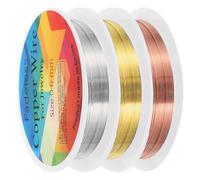 QUARKZMAN Alambre de Cobre de 0.6mm/22 Calibre para Hacer Joyas 3 Rollos de Alambre Resistente al Deslustre para Manualidades de Joyería DIY (Oro Plata Rojo Bronce)