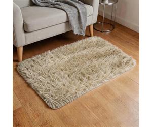 QUARKZMAN Alfombra Pequeña Mullida 2'x1.3 Alfombra Mullida Pequeña para Área Alfombra Suave De Felpa Lavable para Dormitorio Baño Auto Dormitorio Casillero Color Camello Claro