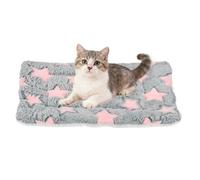 QUARKZMAN Alfombrilla para Mascotas Perro Gato, Suave Colchoneta De Felpa Coral para Mascotas con Diseño De Estrellas, Cama Lavable Y Cálida 13x10 Pulgadas (Gris Rosa), Ideal.