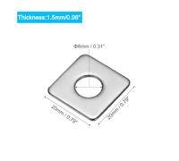 QUARKZMAN Arandela Cuadrada, 25Pzs M8x20x20x1.5mm Acero Inoxidable 304 Arandelas De Placa Cuadrada Separador De Junta Plana Para Herrajes De Sujeción