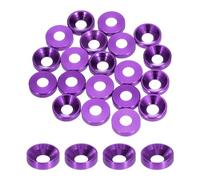 QUARKZMAN Arandelas Cónicas Avellanadas M4 Agujero Diámetro 4.1mm Arandelas de Cabeza Cónica de Aluminio para Tornillos RC/FPV/PC/Drone/Modelos Paquete de 20 (Morado)