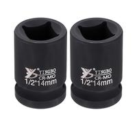 QUARKZMAN Attacco 1/2" 14mm Metrica Ad Impatto Quadrata Lunghezza 1.5" (38mm) Acciaio 40CR Fosfatazione Standard Attrezzo Manicotto Ruota Per Riparazione Auto Meccanica Uso Domestico