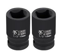 QUARKZMAN Attacco 1/2" 15mm A Impatto Metrica Quadrata Lunghezza 1.7" (44mm) Acciaio 40CR Fosfatazione Standard Strumento Manicotto Ruota Per Riparazione Auto Meccanica Uso Domestico