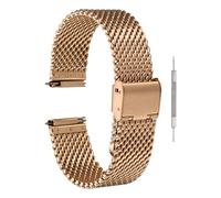 QUARKZMAN Banda Reloj Malla Acero Inoxidable 18mm Liberación Rápida Ajustable Correa Repuesto Metal para Hombres Mujeres, Oro Rosa
