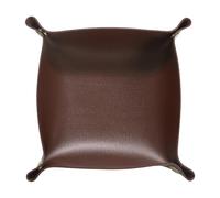 QUARKZMAN Bandeja De Valet De Cuero PU Unisex Plegable Pequeña Bandeja De Captura Portátil Bandeja De Mesa De Entrada Bandeja De Mesita De Noche Para Llaves Reloj Moneda, Marrón Oscuro