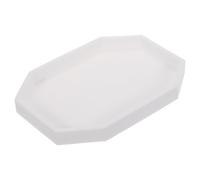 QUARKZMAN Bandeja para Baño Octagonal De Silicona para Jaboneras 7.9" X 6" Organizador Antiderrame para Lavabo para Jabones Llaves Velas Accesorios Blanco