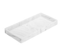QUARKZMAN Bandeja para Tocador De Baño 7.9" X 3.9" Bandejas para Dispensador De Jabón De Silicona Organizador De Fregadero De Cocina A Prueba De Roturas para Jabones Blanco Mármol