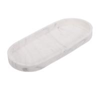 QUARKZMAN Bandeja para Tocador De Baño Ovalada De Silicona De 9.8" X 4" para Jabones Llaves Velas Adornos Organizador Antiderrames para Fregadero De Cocina Color Mármol Blanco