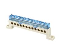 QUARKZMAN Barra De Puesta A Tierra De Terminal, 12 Posiciones Terminal De Tornillo Barra Colectora De Latón, Bloque De Puesta A Tierra 7x11mm Para Equipo, Caja De Distribución, Azul