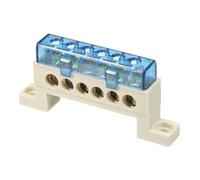 QUARKZMAN Barra De Puesta A Tierra De Terminal, 6 Posiciones Terminal De Tornillo De Latón Barra Colectora, Bloque De Puesta A Tierra 7x11mm Para Equipo, Caja De Distribución, Azul