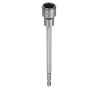 QUARKZMAN barrena Para Tuercas De 15mm Métrica Con Casquillo De Impacto Y Vástago Hexagonal De 1/4" 6" (150mm) Extra Largo Magnético De 6 Puntas Cambio Rápido Acero CR-V Para Taladros