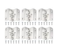 QUARKZMAN Bisagra 4 Pliegues 41x15mm Hierro Plateado Retro 6 Unidades | Estilo Vintage para Baúl, con Tornillos, 6 Orificios de Montaje, para Puertas Armario de Madera y Cajas de Joyería