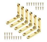 QUARKZMAN Bisagras 90 Grados 30x30x6mm Aleación Zinc 6 Piezas | Tamaño Mini con Tornillos, para Caja Joyas, Caja Madera, Estuche y Manualidades, Tono Dorado
