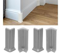 QUARKZMAN Bloques De Esquina De Zócalo Autoadhesivos Protector De Esquina Para Borde De Pared De 4.07 Pulgadas 2 Esquinas Interiores + 2 Esquinas Exteriores Conector Para Borde Piso Gris