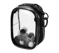 QUARKZMAN Bolsa Transparente para Figuras De 3.5 Pulgadas, Mini Bolsa Impermeable para Monedas con Llavero Y Pompones para Exhibición De Muñecas De Blind Box (Cuadrada, Negra)