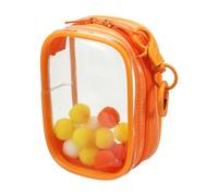 QUARKZMAN Bolsa Transparente para Figuras De 3.5 Pulgadas, Mini Bolsa Impermeable para Monedas con Llavero Y Pompones para Exhibición De Muñecas De Blind Box (Cuadrada, Naranja)