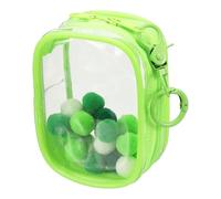 QUARKZMAN Bolsa Transparente para Figuras De 3.5 Pulgadas Mini Bolsa Transparente Impermeable para Monedas con Llavero Y Pompones para Exhibición De Muñecas De Blind Box Cuadrada Verde Claro
