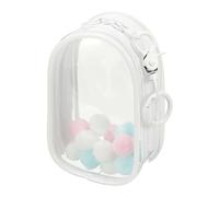 QUARKZMAN Bolsa Transparente para Figuras De 4 Pulgadas Mini Bolsa Impermeable para Monedas con Llavero Y Pompones para Exhibición De Muñecas De Blind Box (Ovalada Blanca)