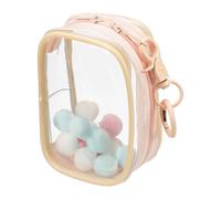 QUARKZMAN Bolsa Transparente para Muñecas De 3.5 Pulgadas Mini Bolsa Impermeable para Monedas con Llavero Y Pompones para Exhibición De Muñecas De Blind Box Cuadrada Color Mauve Polvoriento