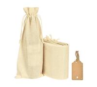 QUARKZMAN Bolsas de Arpillera para Vino con Cordones, 12Uds para Vino para Regalo Bolsas Reutilizables para Vino para Botellas con Cuerdas y Etiquetas para Boda, Viajes (14 x 6.3 en, Beige)