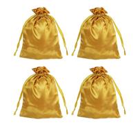 QUARKZMAN Bolsas De Satén Con Cordón, 6x8 Pulgadas Bolsa De Detalle Para Bodas Bolsa De Empaque Mini Para Regalos De Cumpleaños Navidad Joyería Fiesta (Dorado, Paquete De 4)