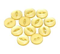 QUARKZMAN Botones de Resina, 12Pcs 24L 15mm Bontones de Costura Redondos, de Estilo Ojo de Pez con Dos Agujero, para Decoración de Manualidades, Pantalones, Vestidos, Prendas, Amarillo