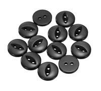 QUARKZMAN Botones de Resina, 12Pcs 24L 15mm Bontones de Costura Redondos, de Estilo Ojo de Pez con Dos Agujero, para Decoración de Manualidades, Pantalones, Vestidos, Faldas, Prendas, Negro