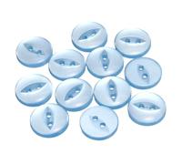 QUARKZMAN Botones de Resina, 12Pcs 24L 15mm Bontones de Costura Redondos, de Estilo Ojo de Pez con Dos Agujero, para Decoración de Manualidades, Pantalones, Vestidos, Prendas, Azul Cielo