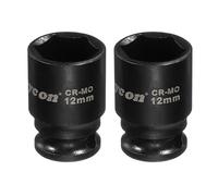 QUARKZMAN Bussola Ad Impatto Bassa A 6 Punti 1/4 Di Pollice 12mm Standard Metrico Bussola In Acciaio Cr-Mo Per Albero Di Trasmissione Dado Esagonale Bullone Per Riparazione Auto E Macchine