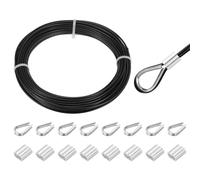 QUARKZMAN Cable De Acero Inoxidable 304 Con Recubrimiento De Vinilo De 2mm Y 66' De Longitud Con 8 Piezas De Fundas De Aluminio Y Ojal Para Barandales Cubiertas Colgantes Negro 20m