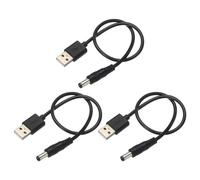 QUARKZMAN Cable de Alimentación USB a DC 0.5 m Cable USB a DC 5.5mm x 2.5mm 5V Cable de Alimentación Negro para Mini Ventilador Cámara Teléfono Móvil Tableta Dispositivos 2Uds