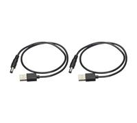 QUARKZMAN Cable de Alimentación USB a DC de 0.5 m USB a DC 5.5mm x 2.1mm Cable de Alimentación de 5V Negro para Mini Ventilador Cámara Teléfono Móvil Tableta Dispositivos 2Uds