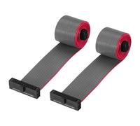 QUARKZMAN Cable Plano de Cinta IDC de 20 Pines, Paso de 1,27 mm, Conector FC a FC, Cable de Puente Gris de 30 cm de Longitud para Ordenador, Pantalla LED, DVD, 2 Unidades