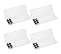 QUARKZMAN Caja Organizadora De Baterías, 10 x Baterías AA Estuche De Almacenamiento De Baterías Plástico Transparente Contenedor para Garaje Organizador Portátil para Viajes (Paquete De 4)