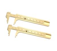 QUARKZMAN Calibrador De Bolsillo 100mm Regla De Latón Mini Calibrador De Precisión Escalas Dobles Herramienta De Medición Métrica Regla De Medición Dorada 2 Pcs