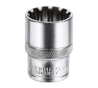 QUARKZMAN Casquillo De 12 Puntos 1/2" De Empuje 21mm Métrico Poco Profundo 1.5" (38mm) Largo CR-V Acero Niquelado Para Reparación De Tuercas Y Tornillos De Auto Y Hogar