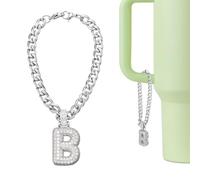 QUARKZMAN Charm De Letra Para Stanley Tumbler Cup, Accesorios De Letra B Inicial Lindos Con Burbujas Y Rhinestones Brillantes Para Tumblers O Otras Tazas Con Asa Para Mujeres, Blanco