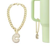 QUARKZMAN Charm De Letra Para Stanley Tumbler Cup, Accesorios De Letra C Inicial Tierna Con Burbujas Y Rhinestones Brillantes Para Tazas Con Asa O Otras Botellas De Agua Para Mujeres, Oro