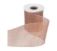QUARKZMAN Cinta De Arpillera Con Alambre 4" X 10 Yardas Cinta Con Borde De Alambre Tira Tejida De Lino Cruzado Para Lazos Grandes Coronas Fiestas Navideñas Decoración Del Hogar Beige