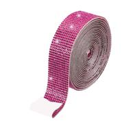 QUARKZMAN Cinta De Estrás 27mm X 2.74 M Tiras De Cristal Autoadhesivas Tiras De Purpurina Tiras Deslumbrantes Para Manualidades DIY Decoración De Fiestas Coches Teléfonos (Rojo Rosa)