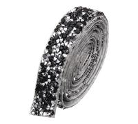 QUARKZMAN Cinta De Estrás De Cristal 1 Yard x 3/5 Pulgada Cinta Adhesiva De Estrás Para Decoración De Bodas Y Cumpleaños Color Plata Negro