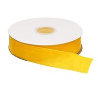 QUARKZMAN Cinta de Terciopelo 2cm x 13m, 3/4" x 15 Yardas en Carrete de Un Solo Lado Suave para Manualidades, Envoltura de Regalos, Decoración de Lazos Amarillo