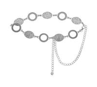 QUARKZMAN Cinturón De Cadena De Metal Western Para Mujer Cinturón De Talla Para Outfit De Concierto Country Y Festival De Música Con Vestido De Jeans Óvalo Grande Color Plateado