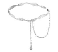 QUARKZMAN Cinturón De Metal Western Con Conchos, Cinturón De Cadena Para Mujer, Atuendo Para Conciertos Country Y Festivales Musicales Con Vestido De Jeans, Hojas, Color Plateado