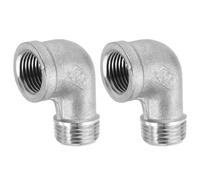 QUARKZMAN Codo De 90 Grados De Acero Inoxidable 304 Accesorios NPT 3/8 x NPT 3/8 Hembra A Macho Adaptador Roscado Para Conectar Tubería Aire Tubo PVC Acoplamiento Fundido